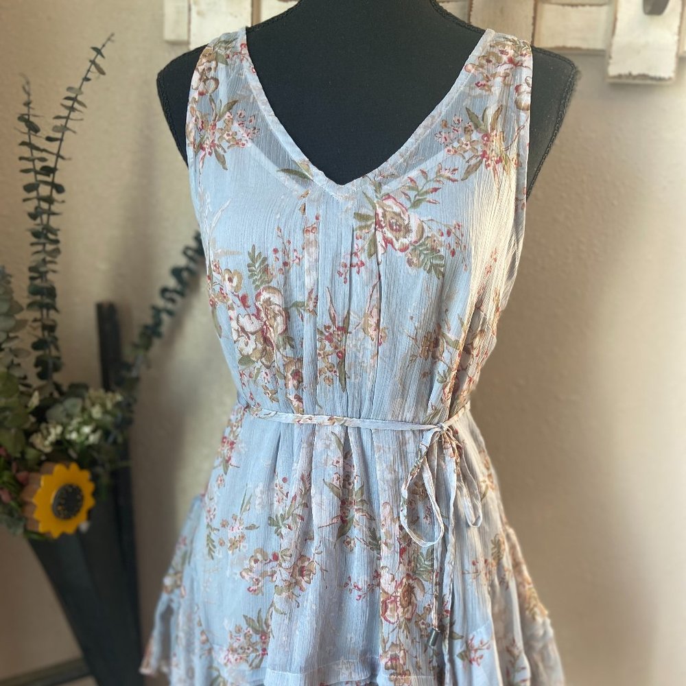 Jessica Simpson Maternity V-Neck Sleeveless Baby Blue Floral Blouse S